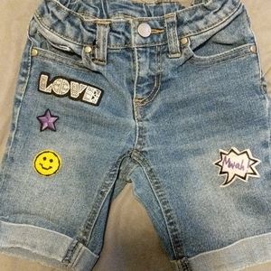 denim patched shorts
